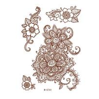Henna Tattoo Stickers, Red Brown Waterproof Lace Temporary Tattoos, Indian Mehndi Body Art for Women Girls, Festival Makeup N