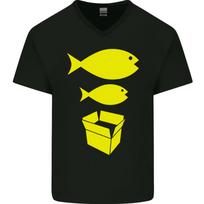 Big Fish Little fish Cardboard Box Music Mens VNeck Cotton T-shirt XXXL