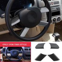 Carbon Fiber Steering Wheel Panel Cover Sticker for Volkswagen VW Polo Fox 2003 2004 2005 2006 2007 Car Accessories 4Pcs Set Black