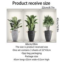 3 lakštai Žaliųjų augalų vazoninių augalų sienų lipdukas 3D netikrų langų sienų lipdukai 22*43cm*3pcs