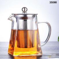 Karščiui atsparus stiklinis arbatinukas su nerūdijančio plieno arbatos infuzijos filtru, gėlių virdulio Kung Fu rinkinys Puer Oolong 350Ml white