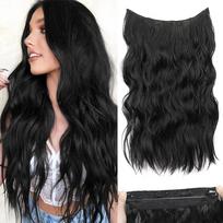 MISS WIG Nematomas vielinis plaukų priauginimas su 4 spaustukais Sintetinis Long Beach Wave plaukas permatomas reguliuojamas galvos lankelis moterims kasdienis plaukimas 50cm