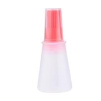 Grease Bottle Brush Silicone with Grill Brush Grease Dispenser Scale High Temperature Resistant Sauce Brush Kitchen Grill Tools raudona