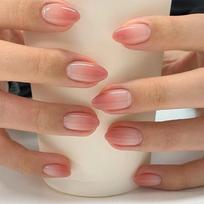 24 Pcs Festival Press On Nail French Tip False Nail Gradient Acrylic Nail Short Almond Full Cover Stick On Nail 1 brown