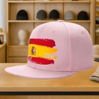 Ispanijos Vėliava Nudėvėto Spaudinio Beisbolo Kepuraitė Poliesterio Plokščiu Krašteliu Snapback Atsitiktinė Sportinė Reguliuojama Kepurė One Size