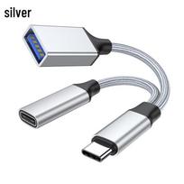 2-in-1 USB-C OTG Adapter with Power Delivery and Dual Type-C Female Ports