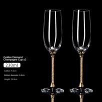 Europos Deimantinis Krištalinis Šampano Taurės Rinkinys Aukšto Grožio Rankų Darbo Aukštos Kojelės Taurė Burbulinis Puodelis Namų Ūkio Vyno Rinkinys Poros Taurės 230ml