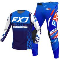 NAUJAS 2025 FXJ juodas enduro motocross aprangos komplektas mx marškinėliai kelnės žalia motociklininko apranga mtb carracing kostiumas Off Road įranga S - 30 mėlyna