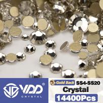 VDD 14400Pcs SS4-SS20 Mix Size Non-Hotfix Gold Flatback Crystal Rhinestones Decorations DIY Glitter Stones Nail Art Accessories Mix Size SS4-SS20 - 14400Pcs