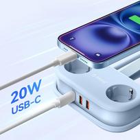 Orico AP3 20W GaN 5in1 Maitinimo juosta 2x AC + 2x USB-A + 1x USB-C - Mėlyna