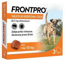 FRP FRONTPRO Tabletės nuo blusų ir erkių šuniui (>4-10 kg) – 3x 28,3mg