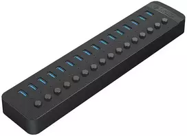Orico CT2U3-16AB 16x USB-A 3.0 šakotuvas su jungikliais – juodas