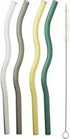 Allesken PETER 4 stiklinių šiaudelių rinkinys, 20 cm, su šepetėliu