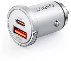 Orico MiniRing Pro 45W USB-A + USB-C Car Charger - Sidabrinis