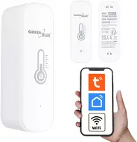 „GreenBlue“ WiFi temperatūros ir drėgmės jutiklis, „Android“ / „iOS“ / „Alexa“ / „Google Home“, 3,0 V nuolatinė srovė, LR03x2, GB737