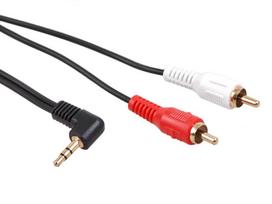TV, SAT, HDMI, DVI kabeliai ir priedai // HDMI, DVI, AUDIO jungiamieji laidai ir priedai // Przewód kątowy mini jack 3,5mm Maclean, 2RCA, 3m, czarny, MCTV-825