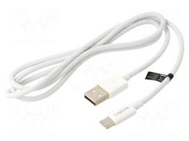 Cable | USB 2.0 | USB A plug,USB C plug | 1m | white | 480Mbps | textile
