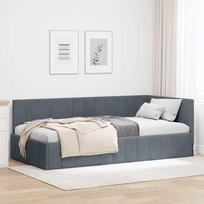 Kampinė lovos konstrukcija Tamsiai pilka 90 cm x 200 cm Aksomas