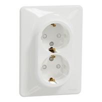 Dvigubas kištukinis lizdas su įžeminimu ir apsauga nuo vaikų Schneider Sedna Design SDD311221