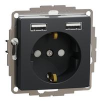 Kištukinis lizdas su įžeminimu Schneider Electric Sedna Design SDD114052 (antracitas, 2xUSB-A)