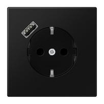 Kištukinis lizdas su USB JUNG LS1520-18ASWM (juodas, matinis, 16A/250V)