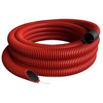 Raudonas gofruotas vamzdis D110/d92 su viela (be halogenų, 50m) Pipelife
