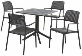 Lauko baldų komplektas Nardi Clip & Bora, antracito sp., 1-4 vietų