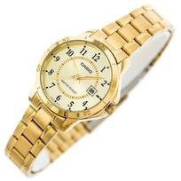 Casio Ltp-v004g-9b moteriškas laikrodis su auksine apyranke