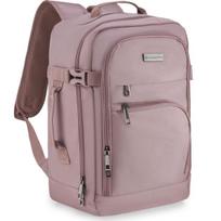 Lėktuvo kuprinė 40x25x20 cm su laptopo skyriumi ir 6 kišenėmis, tinkama Ryanair ir Wizz Air, pelenų rožinė