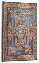 KNYGA „paperblanks 2026 Mėlyna Luxe“ (prabangus dizainas) Maxi 12 mėnesių horizontalus kietu viršeliu „Flexi Dayplanner 2026“ (su guminiu užsegimu)