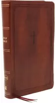 KNYGA Thomas Thomas Nelson NKJV, End-of-Verse Reference Bible, Personal Size Large Print, Leathersoft, Brown, Raudona Letter, Comfort Print, Holy Bible, New King James Version