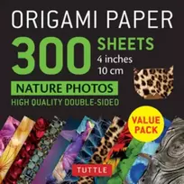 KNYGA Tuttle Publishing Staff Origami Paper 300 sheets Nature Photo Patterns 4" (10 cm)