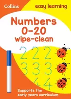 KNYGA Collins Easy Learning Numbers 0-20 Age 3-5 Wipe Clean Activity Book, Ideal for Home Learning