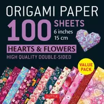 KNYGA Tuttle Tuttle Publishing Origami Paper 100 sheets Hearts & Flowers 6" (15 cm)