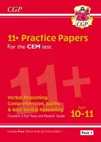 KNYGA Cgp Books 11+ CEM Practice Papers: Ages 10-11 - Pack 1 (with Parents' Guide & Online Edition)