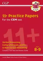 KNYGA Cgp Books 11+ CEM Practice Papers - Ages 8-9 (with Parents' Guide & Online Edition)