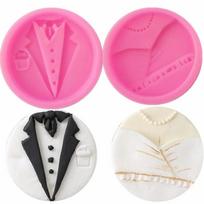 Vestuvių vakarėlis Vyriškų ir moteriškų suknelių raštas Šokolado pelėsio fondantinis tortas silikono formelių šeima Bak men's dress