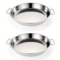 2 vnt. Storas nerūdijančio plieno lėkštė  Duonos lėkštė  Pyrago lėkštė, Garų lėkštė  Pyragų gaminimo įrankiai stainless steels white