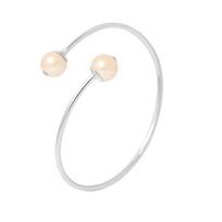 Apyrankė-bangle - PERLINEA - 2 gėlavandeniai perlai 9-10 mm rožiniai - 925 sidabras - Dydis 14-20 cm rožinė