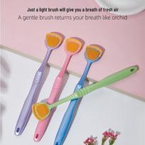 Double-Sided Camel Tongue Scraper and Brush violetinė