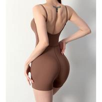 Women's Quick-Dry Peach Hip Pilates One-Piece with Aerial Yoga Shorts Large gilios kavos spalvos