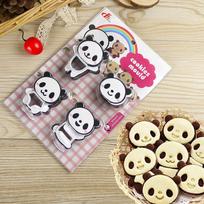 4 vnt./rinkinys Panda sausainių antspaudų formelės 3D sausainių stūmokliniai pjaustytuvai Duonos sumuštinių kepimo formelės Šokoladinių saldainių dekoravimo įrankiai