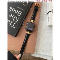 Prabangus auksinio metalo tikros odos apyrankė IWatch Series 8 7 6 5 4 3 SE moteriška plona apyrankė Apple Watch 41mm 40mm 38mm 45 42 44 49 38mm 40mm 41mm