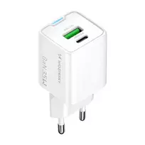 Wozinsky WWC-35W travel charger | 35W | GaN, PPS | USB-A, USB-C | white