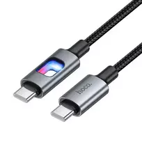Hoco U144 data transfer and charging cable | USB-C to USB-C | 60W | with LED display | 1.2m | black