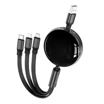 Hoco 3-in-1 USB A to Lightning / Micro USB / USB C Cable, 2A 1m x78 black