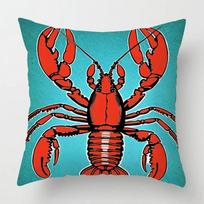 Colorful Lobster Patterns Double-Sided Printed Pillow Cover Short Plush Suitable Living Rooms Bedrooms Sofas Throw Cushion Cover Peach skin 18*18(CM)-1Pcs red