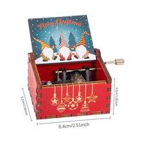 New Wooden Hand Crank Music Box Classical Carved Merry Christmas Theme Music Box Halloween Christmas New Year Birthday Gifts