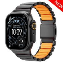Titanium+Silicone strap For Apple Watch bands Ultra 3 2 49mm 46mm 45mm 44mm Magnetic Bracelet iWatch series 11 10 9 8 7 6 5 SE 3 49mm 46mm 45mm 44mm&L(175mm)