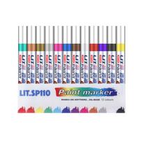12 Piece Oil-Based Paint Marker Set for Permanent Writing on Multiple Surfaces Including Metal Glass Plastic Wood Stone Fabric Canvas